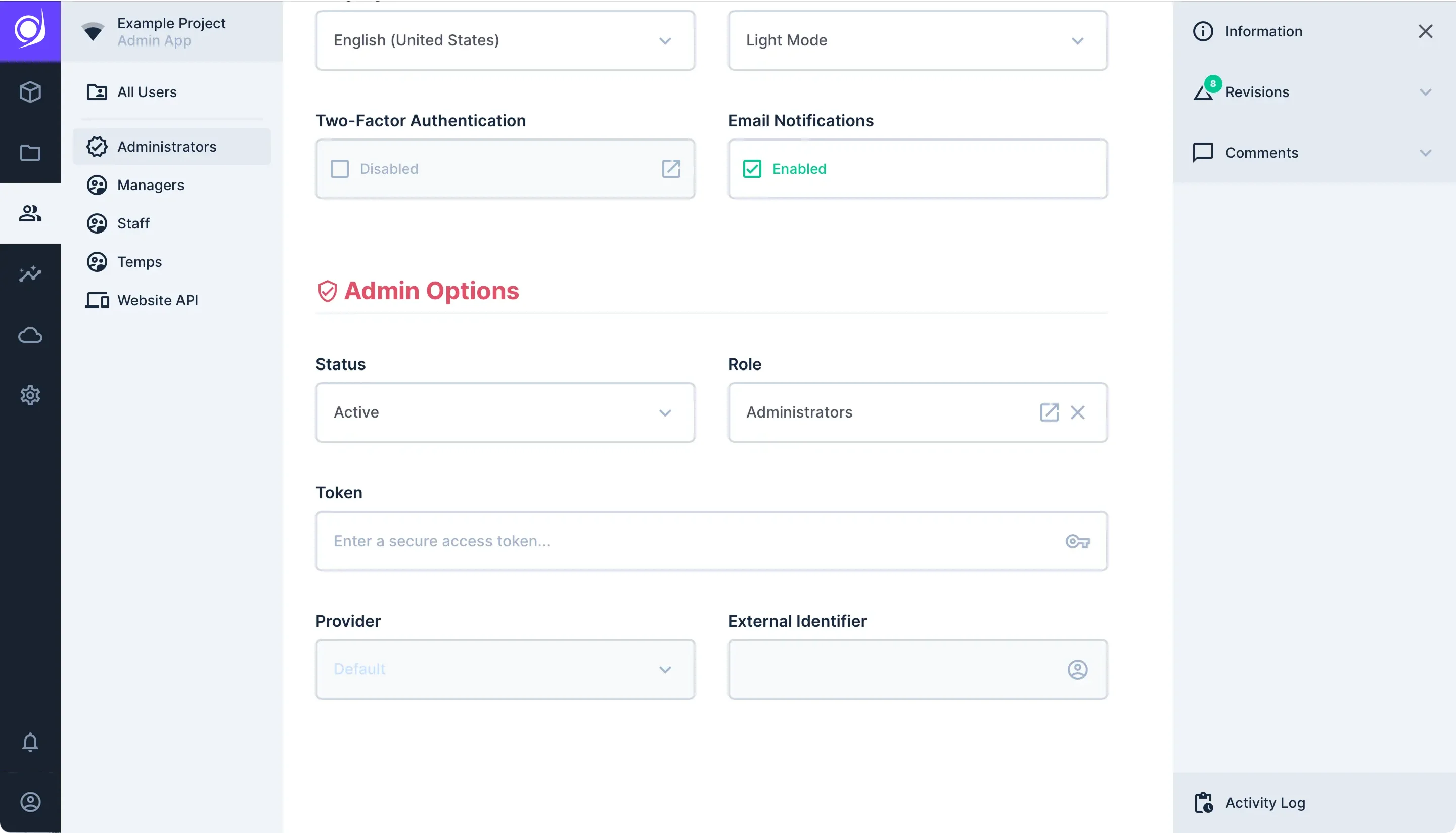 Admin Options