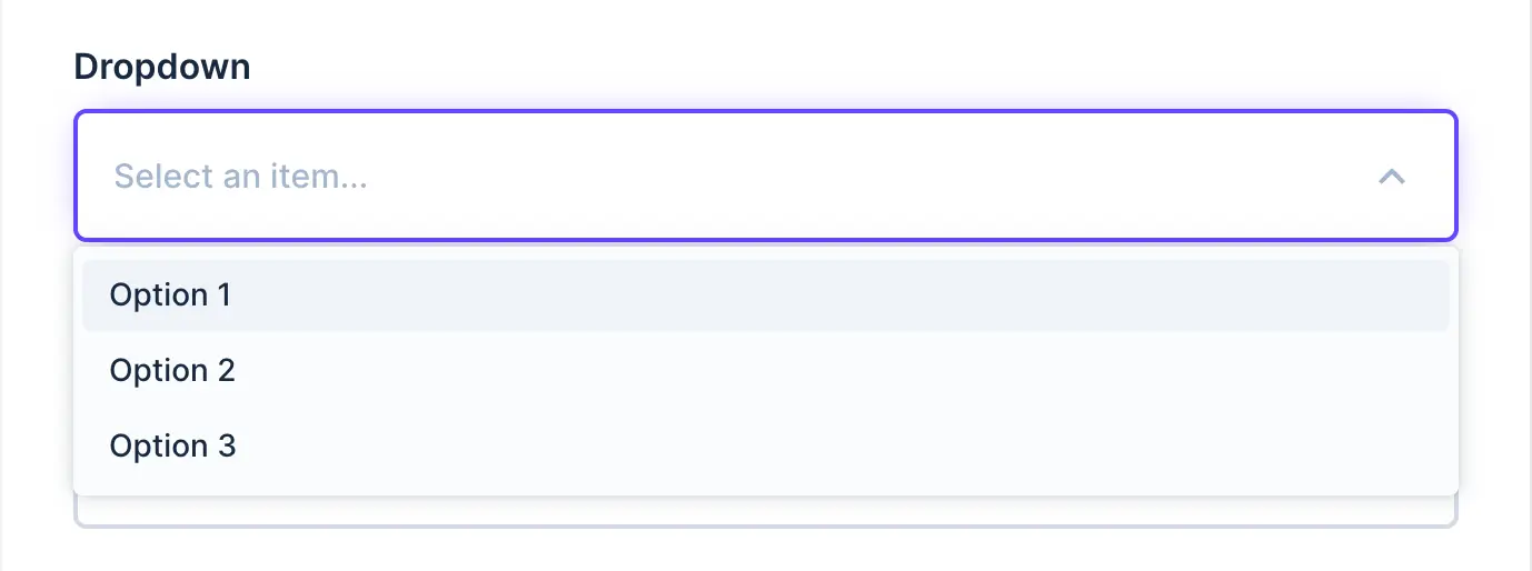 A select input with a dropdown of options.