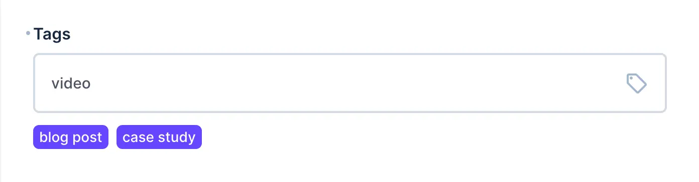A standard form text input where user can select, add, and remove tags.