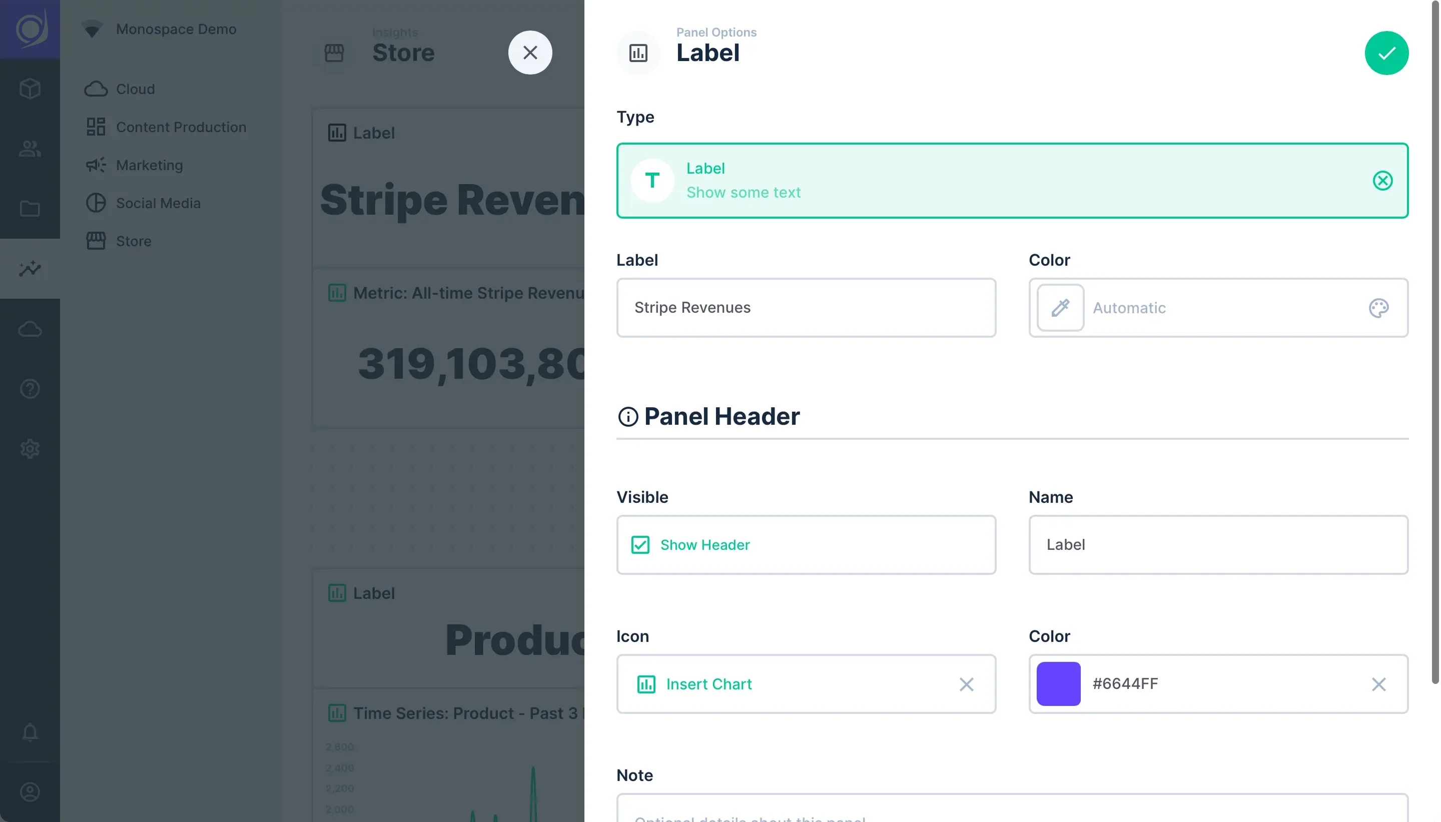 Label Panel Options