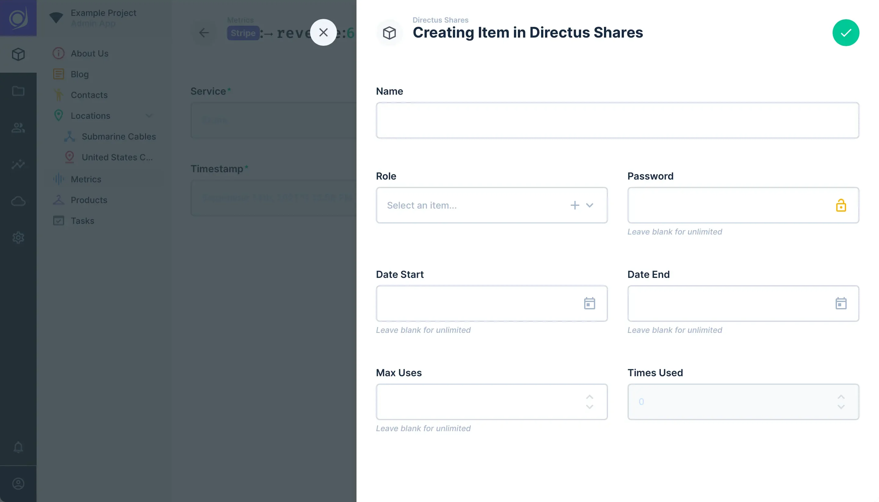 Share Options Menu